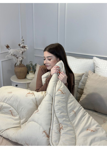 Ковдра двоспальна вовняна Premium 21431 170x210 см бежева Viluta (365963968)