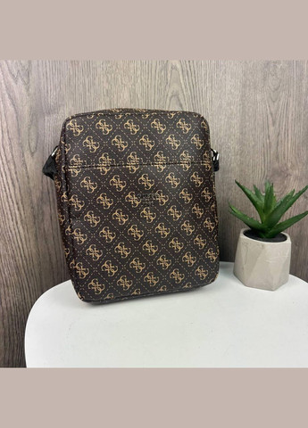 Стильна чоловіча сумка-планшетка на плече стиль Guess, сумка-планшетка Гесс чорна Коричневий No Brand (334730812)