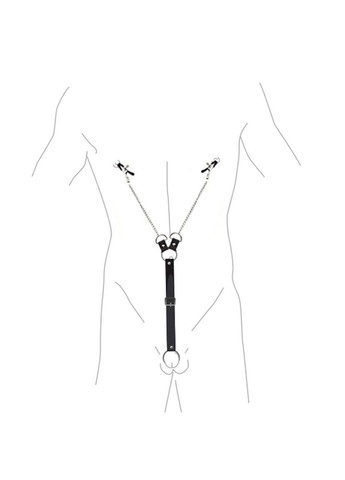 Затискачі для сосків з фіксацією на пенісі – Nipple Clamps for Men, екошкіра Art of Sex (345708980)
