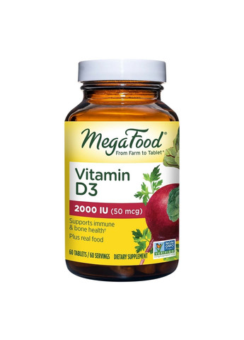 Вітаміни та мінерали Vitamin D3 2000 UI, 60 таблеток MegaFood (293477329)