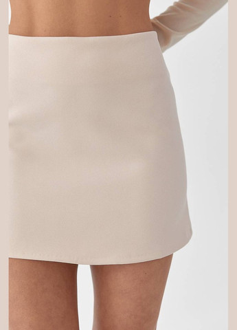 Бежевая офисная однотонная женская классическая мини-юбка Lurex