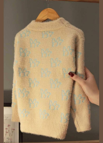 Бежевый зимний свитер детский для девочки бежевого цвета пуловер Let's Shop