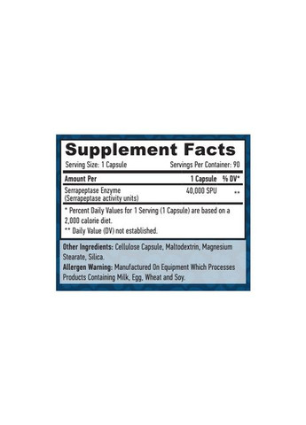 Серапептаза, протеолитический фермент Labs Serrapeptase 40,000 SPUs 90 капс. No Brand (348139867)