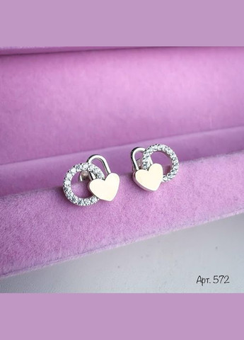 Срібні сережки із золотом із кубічним цирконієм No Brand (354710495)