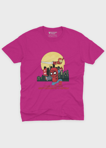 Розовая демисезонная футболка для мальчика с принтом супергероя - человек-паук (ts001-1-fuxj-006-014-058-b) Modno