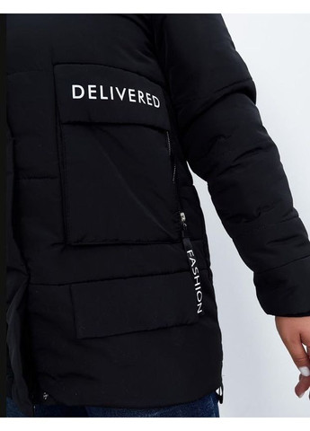 Чорна демісезонна куртка жіноча тепла весна/осінь з капюшоном No Brand