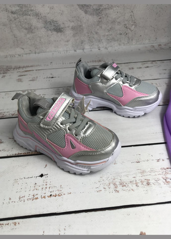 Срібні всесезонні кросівки дитячі для дівчинки сріблястий (300) Boyang