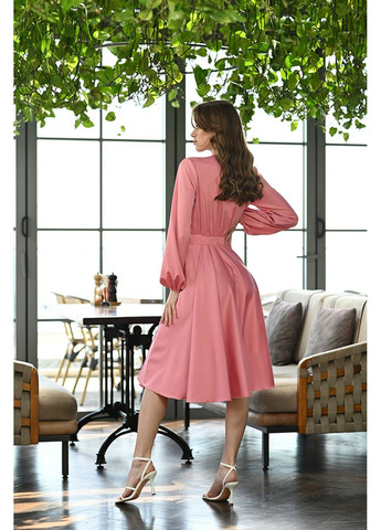 Рожева коктейльна сукня атлас шовк 23028 рожева Tanita-Romario