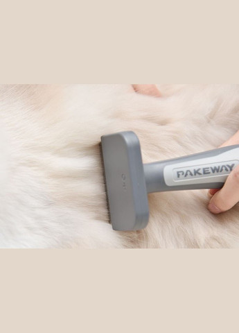 Фурмінатор для видалення шерсті кішок і собак, триммер для вичісування шерсті, гребінець-триммер Сірий PAKEWAY (299915299)