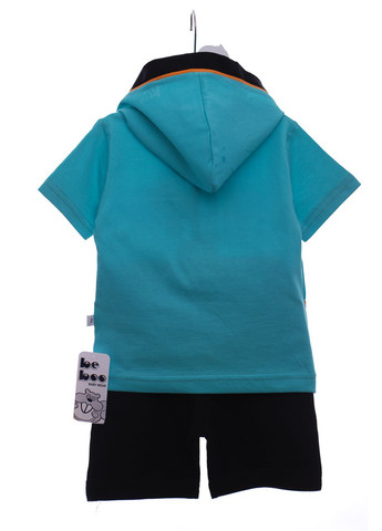 Зеленый летний шорты с футболкой для мальчика трикотажные спорт морская волна 110 см (44844) Beboo