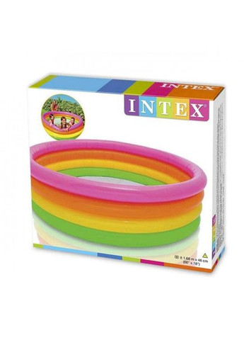 Надувний басейн дитячий від 3 років 56441 Веселка 168х45см 780л 4 кільця Різнокольоровий Intex (366248696)