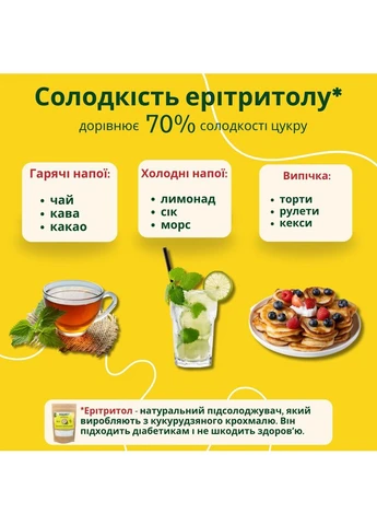 Набір замінник цукру НЕЦУКОР Стевія (суміш з ерітрітол.) 500г і Ерітрітол 500г + у подарунок "Диво бальзам від 100 хвороб" No Brand Модель (391325331)