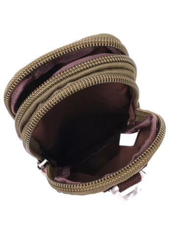 Компактная сумка-чехол на пояс с металлическим карабином из текстиля Vintage Оливковый Верховинка 22224 (398255520)