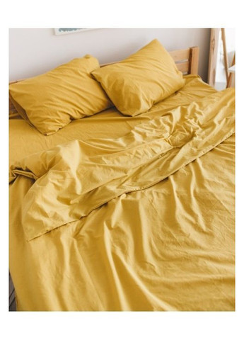 Постільна білизна з резинкою Жовта варена бавовна Полуторний розмір, наволочки 70/70 No Brand (364216423)