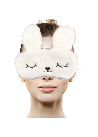 Мягкая плюшевая маска для сна Зайчик с нишей для гелевого вкладыша белая No Brand (335057254)
