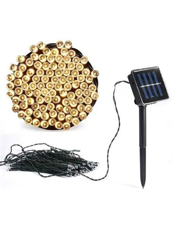 Гирлянда нить на солнечной батарее 1000 LED 100 м черная проволока желтая Hengda (368976300)