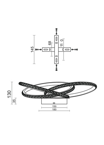 Управляемая светодиодная люстра VITA 80W 3R-APP-500x130-BLACK/WHITE/CLEAR-220-IP20 ESLLSE (301020847)