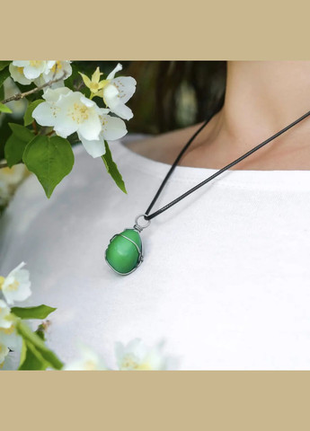 Кулон Котяче Око зелене в оплетці (асорті) 30мм+- на шнурі L-45-50см No Brand підвіска (302010409)