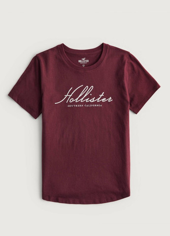 Бордовая летняя футболка hc9626w Hollister