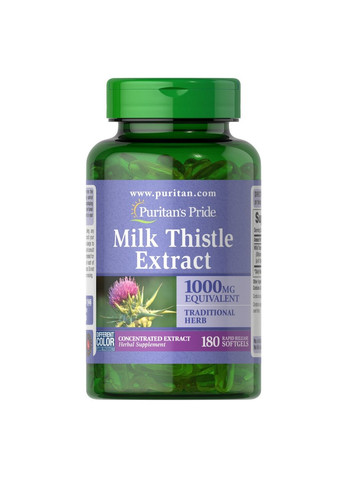 Натуральна добавка Milk Thistle 4:1 Extract 1000 mg, 180 капсул Puritans Pride (293338159)