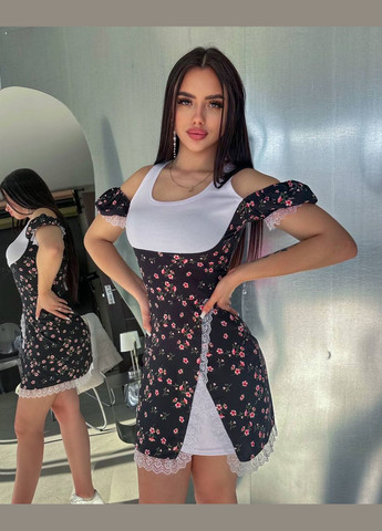 Чорна кежуал сукня N.Family з квітковим принтом