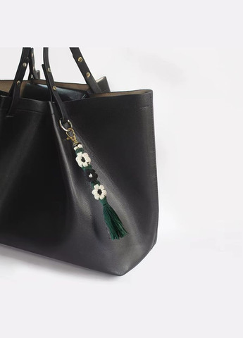 Набір макраме для ручного плетіння і в'язання брелока "Квіти" для ключів і аксесуарів 20х2.2 см, темно-зелений No Brand (344573501)