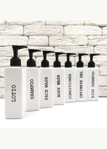 Набір дозаторів для ванної 250 мл "Орфей" білий пластик (7 шт) англ. No Brand (298794555)