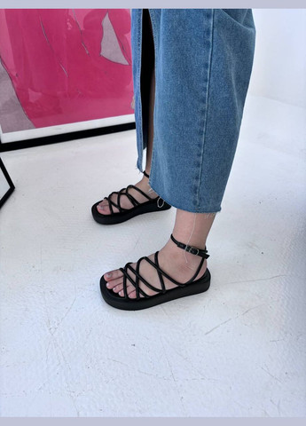 Черные босоножки на шнуровке Mei De Li с ремешком