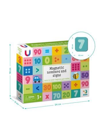 Игровой набор магнитов "Магнитные цифры и знаки" (68 шт.), Магнитные числа ДоДо Dodo (338425652)
