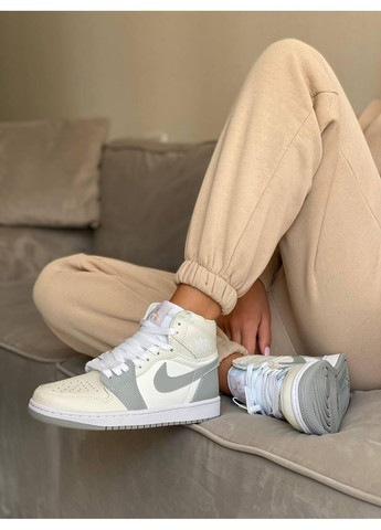 КРОССОВКИ ЖЕНСКИЕ NIKE AIR JORDAN 1 RETRO HIGH GREY WHITE НАЙК АИР ДЖОРДАН No Brand серые демисезоны (367172802)