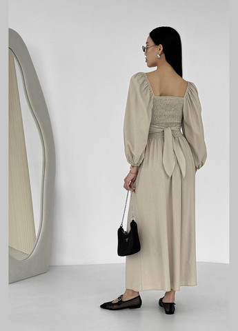 Бежева святковий, вечірня дизайнерська сукня з льону бежевого кольору сукня-трансформер Jadone Fashion однотонна