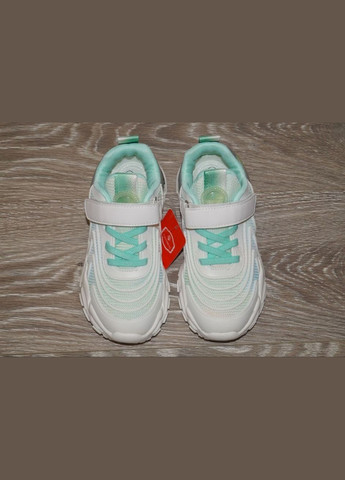 Белые демисезонные детские кроссовки белые с зеленым Paliament