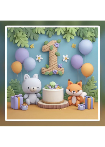 Баннер для фотозоны "Мой первый День рождения" | 2.0×2.0 м | Праздничный фон на 1 год | №43178 Vinylpex (363820317)