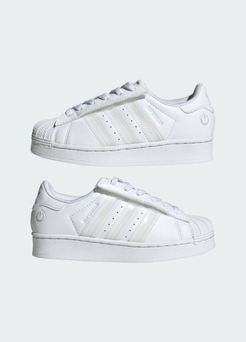 Білі всесезонні кросівки superstar led lights comfort closure elastic lace kids adidas