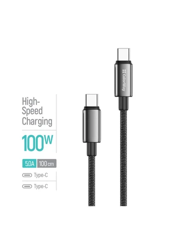 Кабель USB Type-C - USB Type-C (M/M), zinc alloy braided, 5А, 1 м, Black (CW-CBPDCC098-BK) Colorway (392033593)