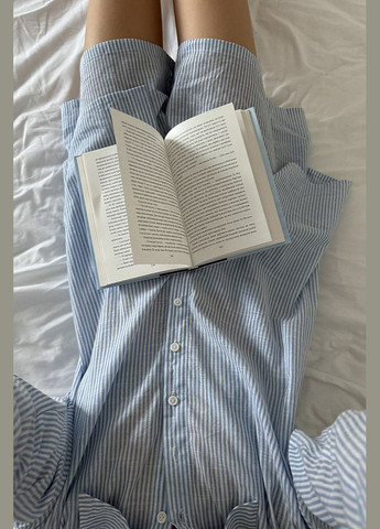 Блакитна піжамний костюм із бавовни - шорти + сорочка kari shop atelier (187pj-36shs-blu) Ova Ova Brand