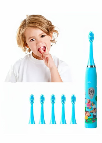 Зубна щітка дитяча Sonic на акумуляторі з 5 змінними насадками Pink No Brand (326598651)