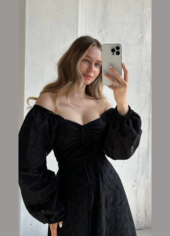 Чорна святковий сукня No Brand однотонна