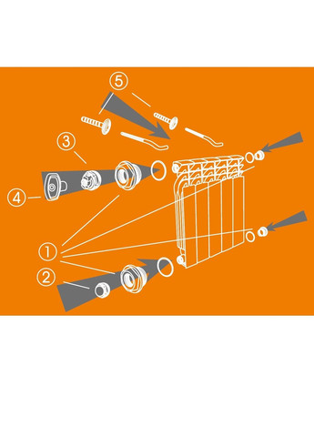 Комплект футорок секційного радіатора NR2013 1/2″ з 2-кронштейнами (HT 405) Cristal (299995503)