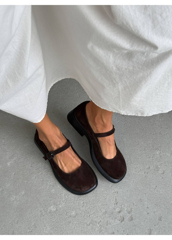 No Brand Стильные женские туфли темно-коричневый з натуральная замша, — демисезон (359376891)