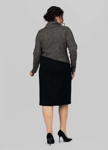 Горчичное повседневный платье асимметричное спинка с принтованными полосатыми вставками all posa (ap101692p) A'll Posa