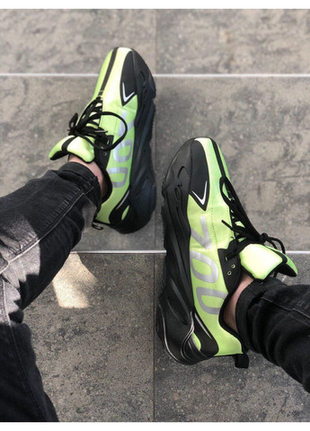 Сірі Осінні кросівки чоловічі adidas yeezy boost 700 logo black green адідас ізі буст No Brand