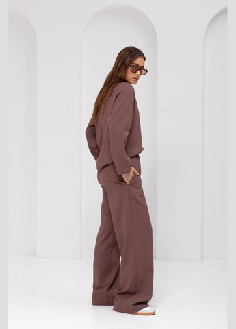Жіночий костюм зі штанами та кофтою коричневого кольору Arjen (294906652)