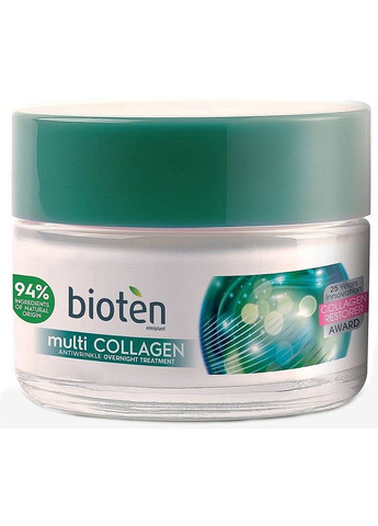 Нічний крем для обличчя з колагеном Multi Collagen Antiwrinkle Overnight Treatment 50ml (879059-141237) Bioten (368620774)