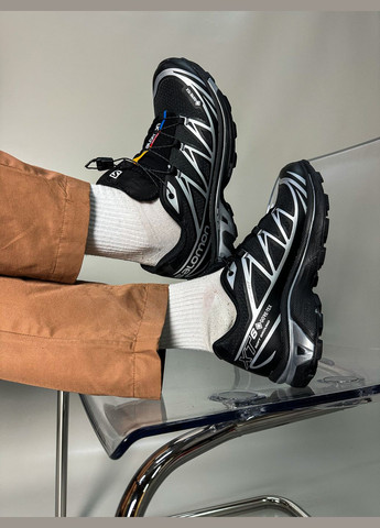 Черные демисезонные кроссовки мужские salomon xt-6 adv gore-tex black silver | саломон хт-6 черные No Brand