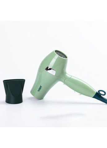 Фен для сушки волос V-432 Сетевой дорожный фен складная ручка 2 режима работы и ионизация Зеленый 1000 Вт VGR (361309656)