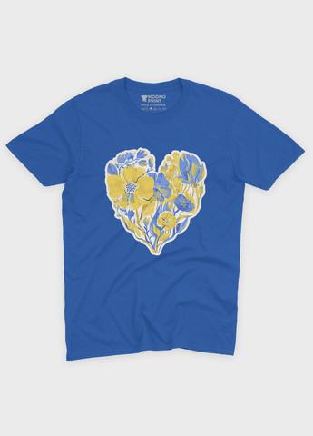 Синяя летняя женская футболка с патриотическим принтом сердце (ts001-4-brr-005-1-103-f) Modno