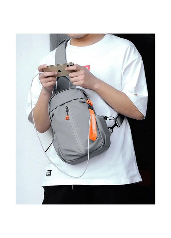 Сумка-слинг водонепроницаемая серая через плечо для женщин и мужчин повседневная спортивная дорожная ProDobro (364671637)