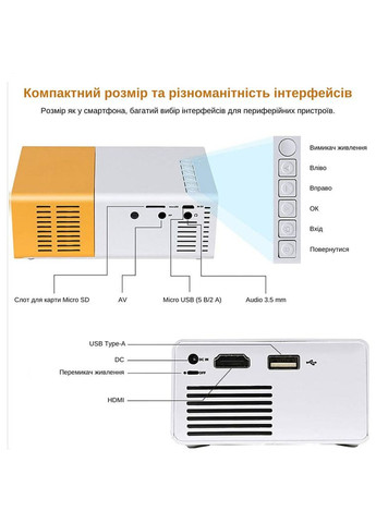 Проектор XON SmartView CY200 320x240P, 600Lm (XVAA0302BW 1691) Білий XON E-Tech (332623090)