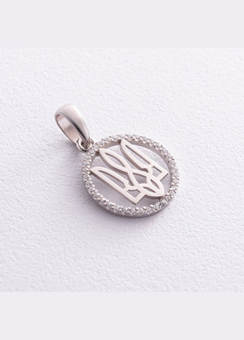 Серебряный кулон Герб Украины - Тризуб с фианитами 1059 Oniks (264644640)